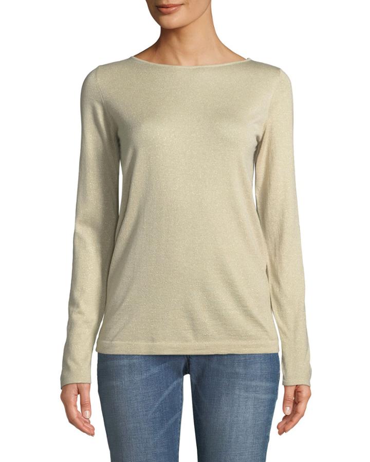 Cashmere-blend Metallic Long-sleeve