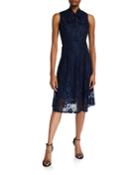 Lace Fit-&-flare Dress W/ Necktie