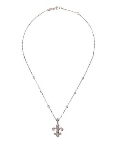 18k Diamond Fleur-de-lis Pendant Necklace
