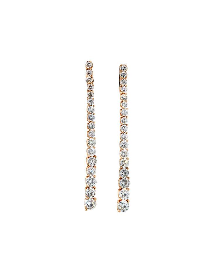 18k Rose Gold Linear Diamond Earrings