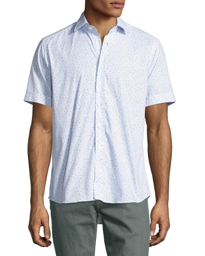 Topography-print Short-sleeve Cotton