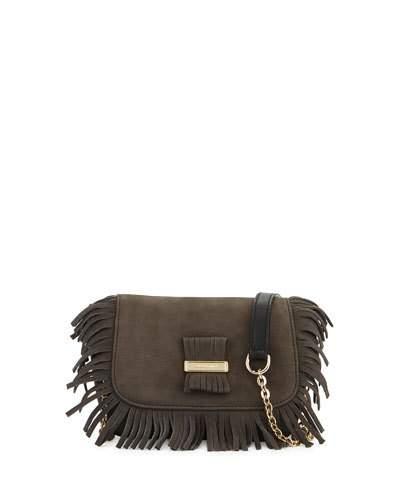 Rosita Mini Fringe Leather Crossbody Bag, Graphite