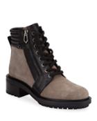Moto Mixed Leather Zip Combat Boots