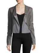 Long-sleeve Open-front Combo Jacket, Charcoal