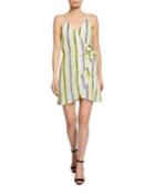 Rhea Striped Sleeveless Mini Wrap Dress