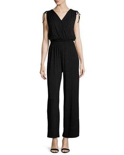 Faux-wrap Jumpsuit, Black