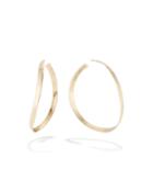 14k Gold Curve Wave Hoop Earrings