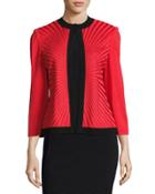 Sunburst-knit Contrast-trim Jacket, Red/black