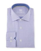 Cotton Micro Grid Dress Shirt, Purple Pattern