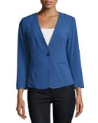 One-button Long-sleeve Blazer, Blue