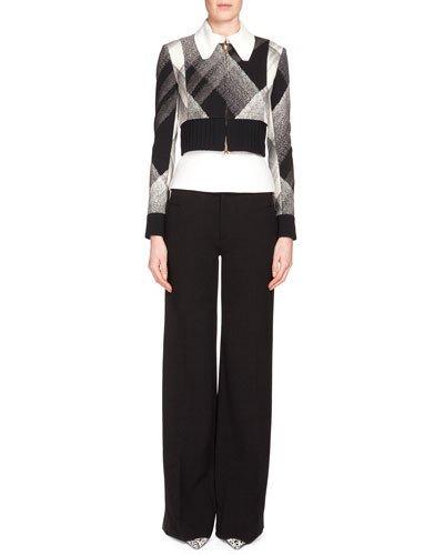 Cero Check Zip-front Jacket, Black/white