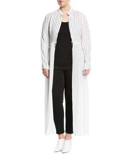 Woven Jacket W/ Chiffon Hem,