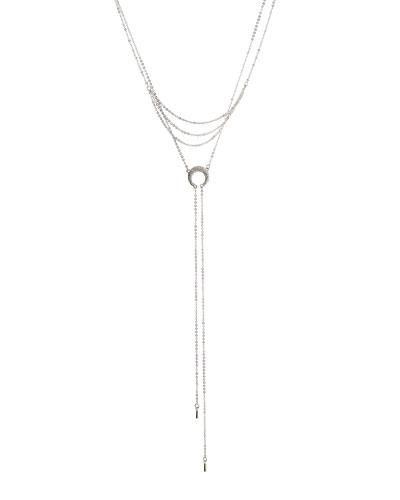Long Pave Crescent Bolo Necklace,