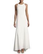 Ruffled-back Stretch-crepe Gown