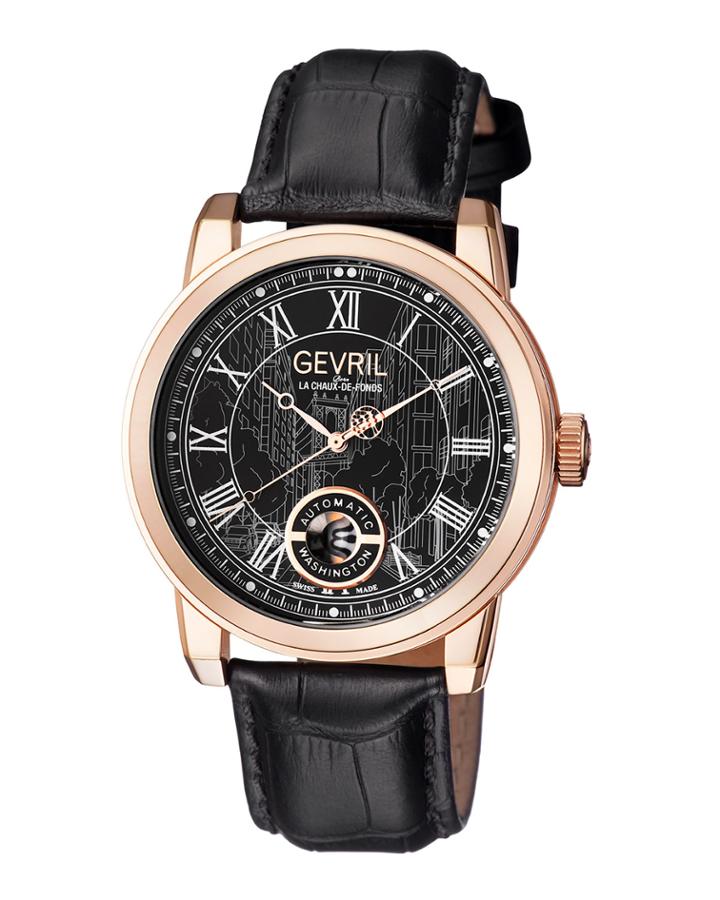 Men's Automatic Washington Black Leather