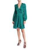 Siena Dot Long-sleeve Twill Wrap Dress