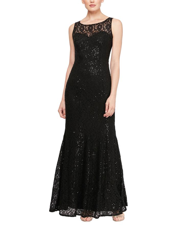 Sequin Lace Sleeveless Gown