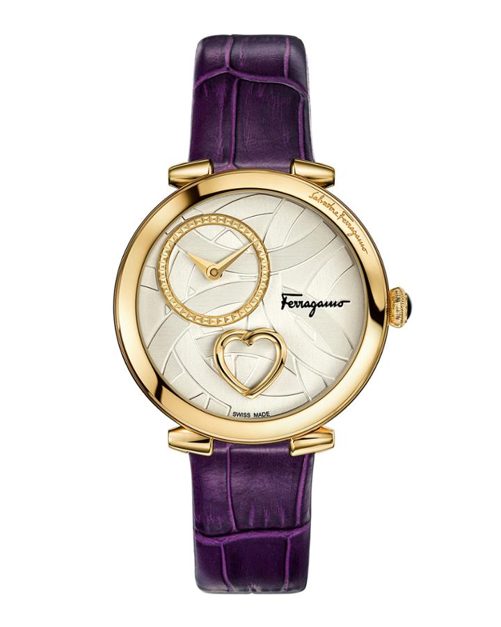 Coure Ferragamo 39mm Diamond-dial Watch W/ Leather