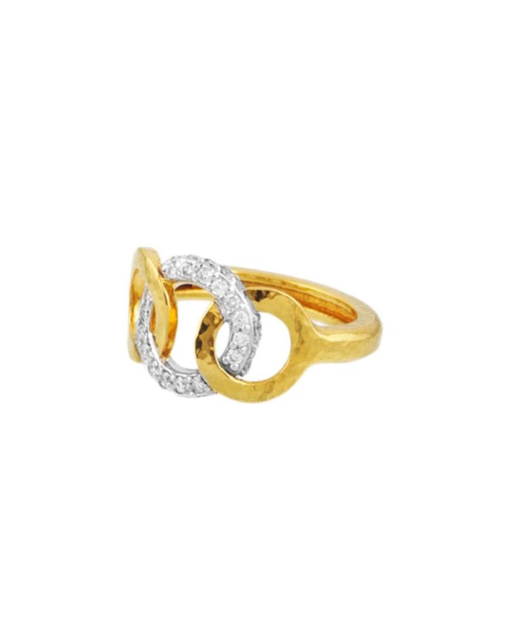 Interlocking Pave Ring W/ Diamonds,