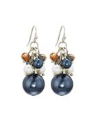 Crystal & Pearly Bead Dangle Earrings, Gray