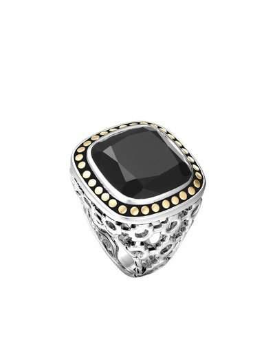 Dot Morocco Large Onyx Cushion Ring,