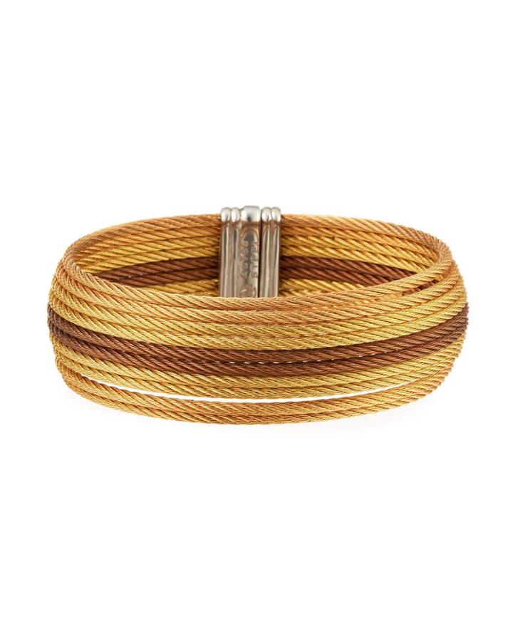 Wide Multi-row Cable Bracelet, Yellow/bronze