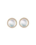 18k Rose Gold Diamond & Mother-of-pearl Button Earrings