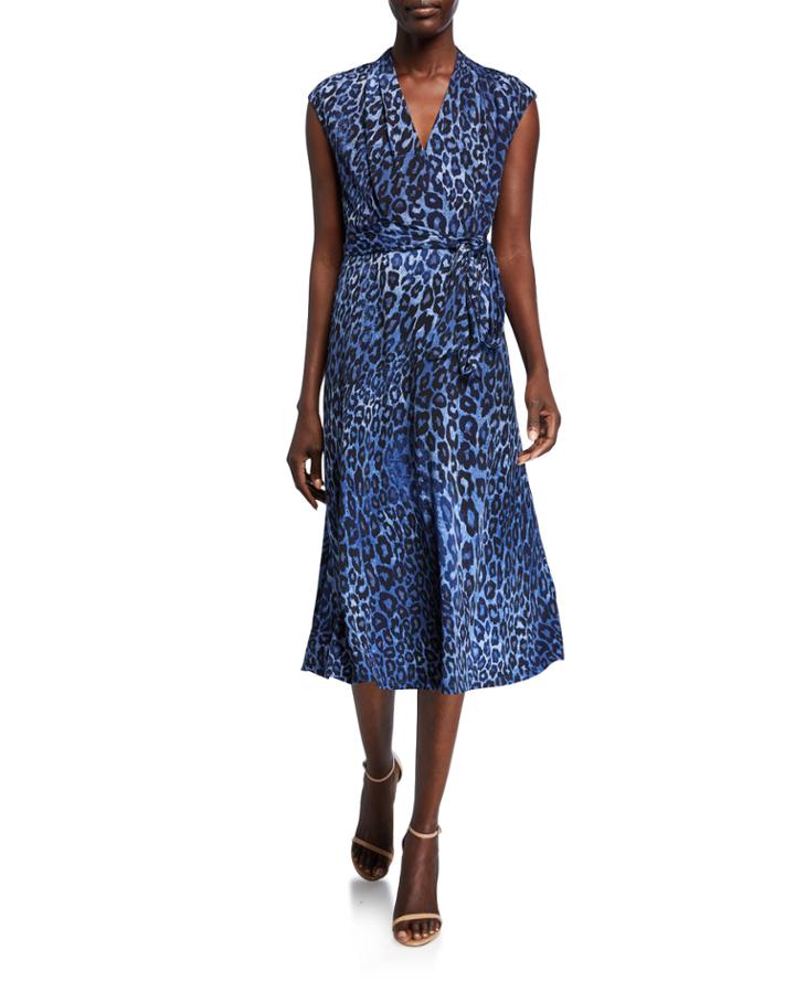 Animal-print Crepe Wrap Dress