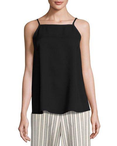 Taylor Sleeveless Double-georgette Silk Blouse, Black