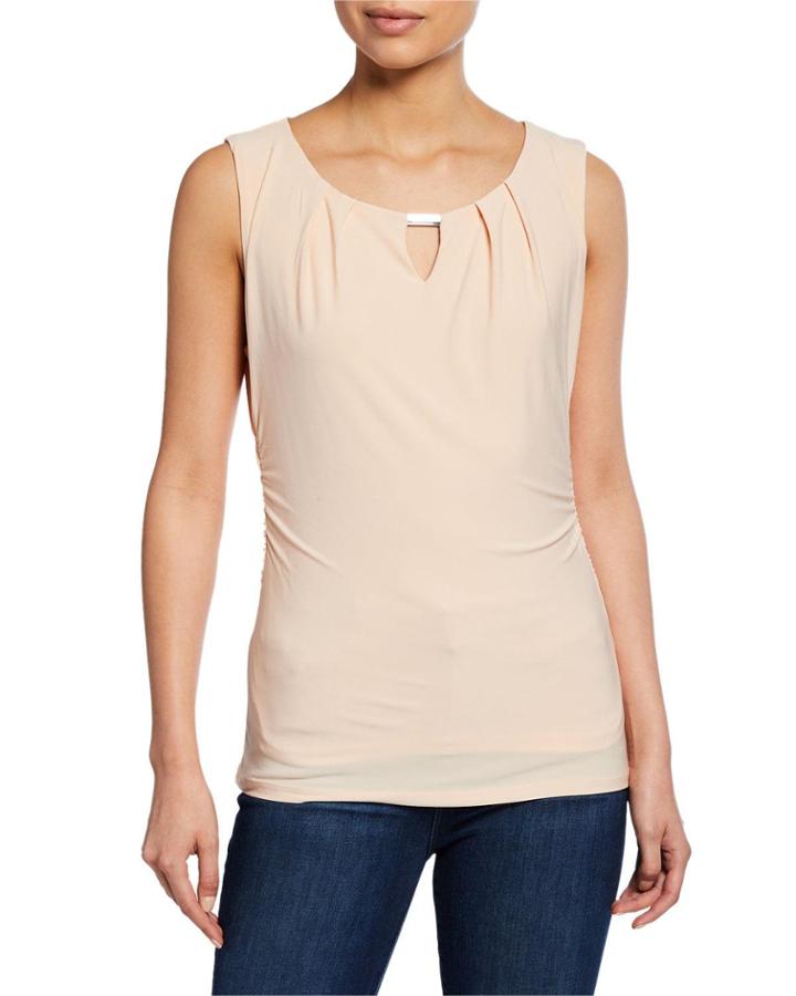 Pleated Keyhole Sleeveless