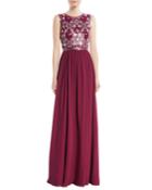 Star-sequin Embroidered Top With Chiffon Skirt Evening Gown