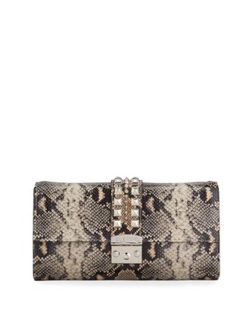 Cocotte Python-print Clutch Bag