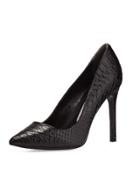 Caterina Snake-embossed Leather Pump, Black