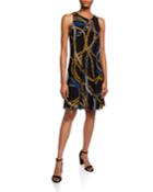 Interlock Knit Chain Printed Trapeze Dress