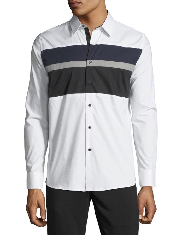 Men's Colorblocked Poplin