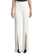 Deconstructed Satin Crepe Front-slit Pants