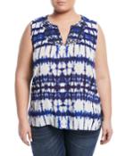 Embroidered Tie-dye Blouse,