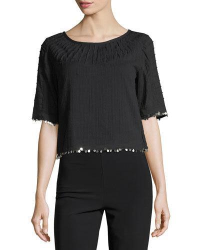 Agatha Sequin-trim Voile Top
