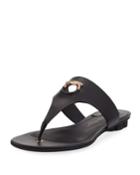 Enfola Leather Thong Sandal With Cutout