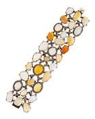 Bavna Triple-row Multicolored Opal & Diamond Bracelet, Women's
