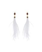 Feather Garnet Drop Earrings