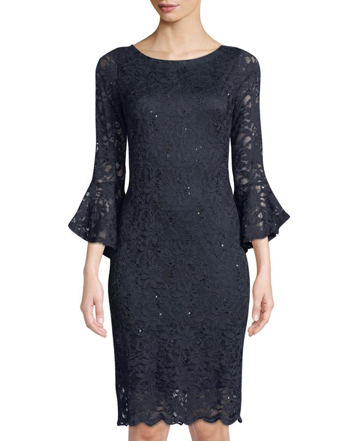 Sequined-lace Bell Sleeve