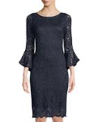 Sequined-lace Bell Sleeve