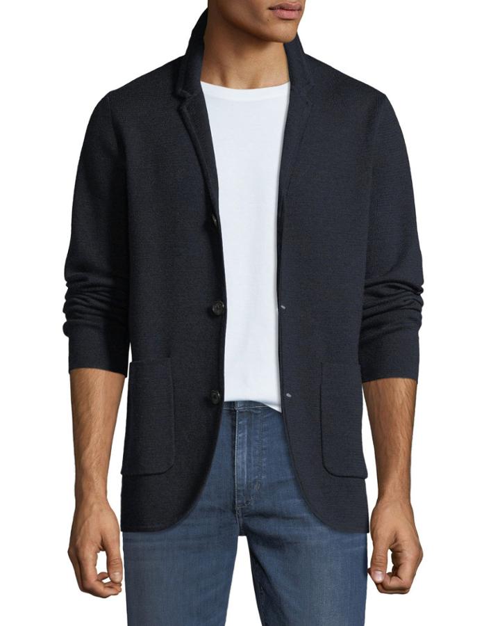 Men's Merino Wool Blazer Cardigan