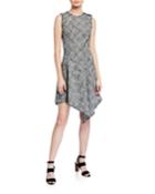Fringe Tweed Asymmetric Dress