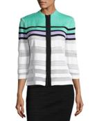 Stripe-print Zip-front Knit Jacket,