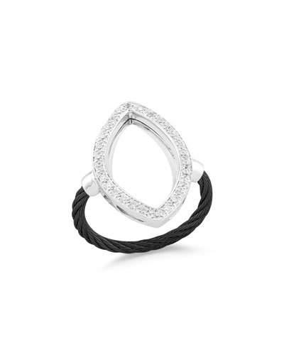 Open Diamond Pav&eacute; Marquise Ring, Black,