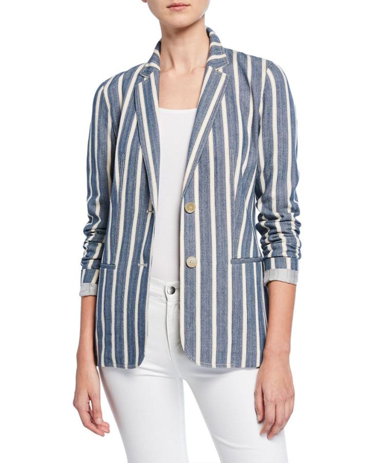 Briallen Sonoran-striped Two-button Cotton Blazer