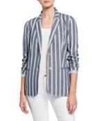 Briallen Sonoran-striped Two-button Cotton Blazer