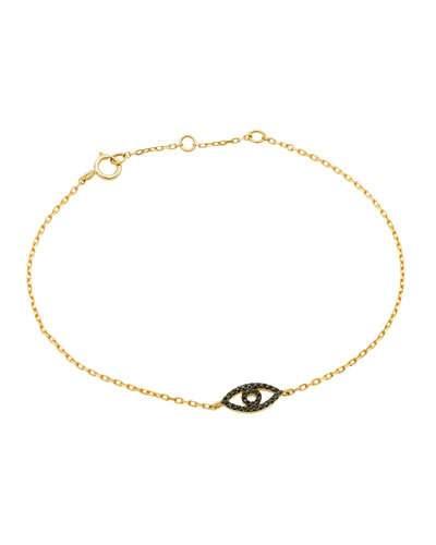 14k Pave Black Diamond Evil Eye Station Bracelet